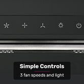 EUROCHEF 60cm Undermount Rangehood Black, Quiet 3-Speed, 3-Layer Dishwashable Filter, LED Lights EUR60B